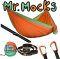 Single, Double, Triple Hammock, Light Weight Tree Straps, Aluminum Carabiners, Water Resistant Parachute Nylon, Easy Stuff Sack, Great Travel Camping Mock (Just Peachy, Double)