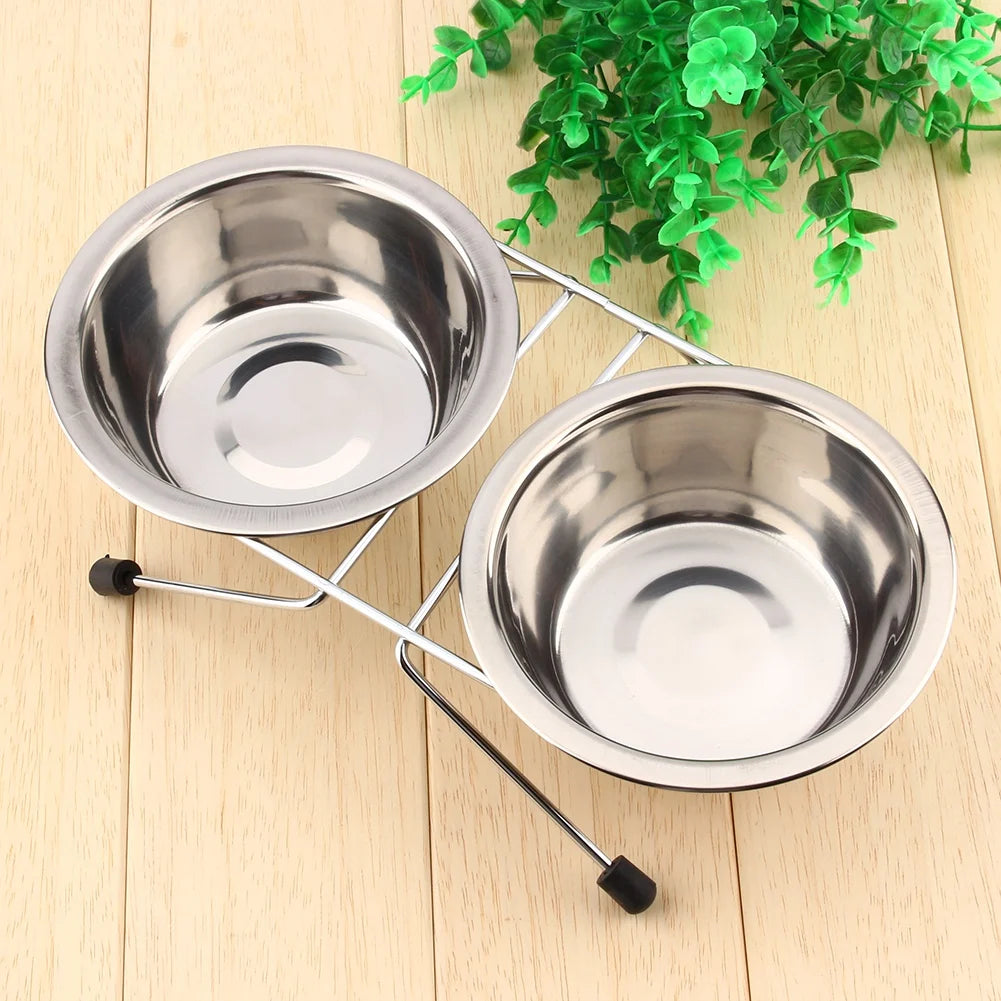 Double Stainless Steel Pet Bowl Set Pet Bowls Pet Feeding Bowl Set Pet Double Bowls