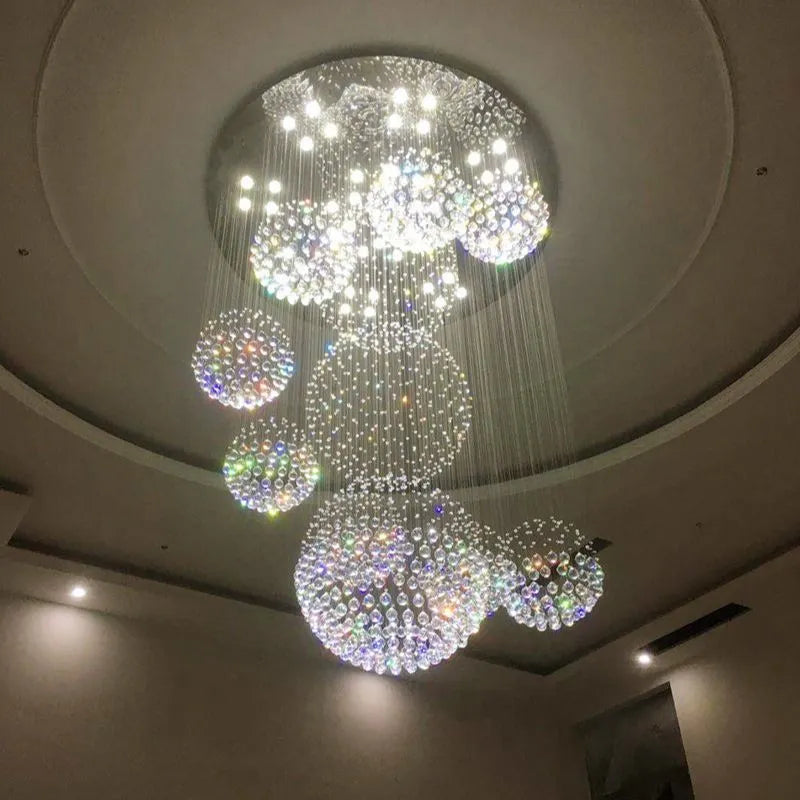 Modern Large Chandelier 13PCS Lustre Crystal Ball Design Chandeliers Large Lustres De Cristal Lights D80Xh300Cm Guarantee 100%