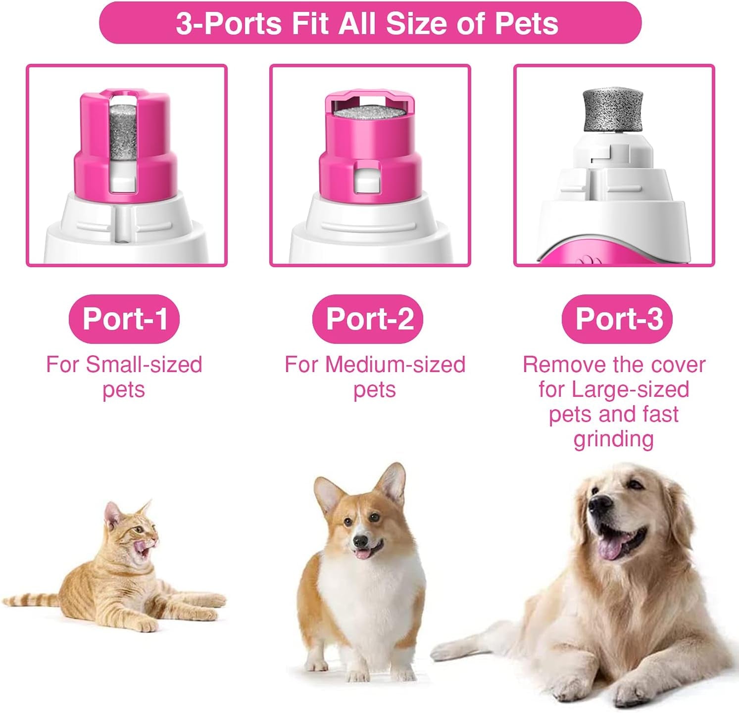 Professional title: 
"Professional Dog Nail Grinder with LED Lighting, Super Quiet Operation, 2-Speed Settings, and Rechargeable Battery for Dogs and Cats"