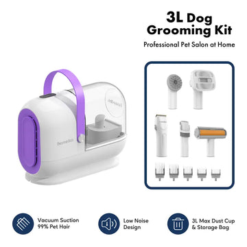 Homeika Dog Grooming Kit, 3L Vacuum with 99% Suction Power, Silent Pet Vacuum Groomer, Dog and Cat Brush