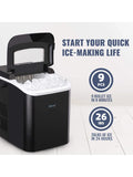 WANAI Ice Makers Countertop Portable Ice Machine 26.5Lbs/24H 9 Ice Cubes in 6-8 Mins Electric Ice Making Machine with Ice Scoop and Basket L&S Bullet Sizes for Home Party Office Bar Camping RV