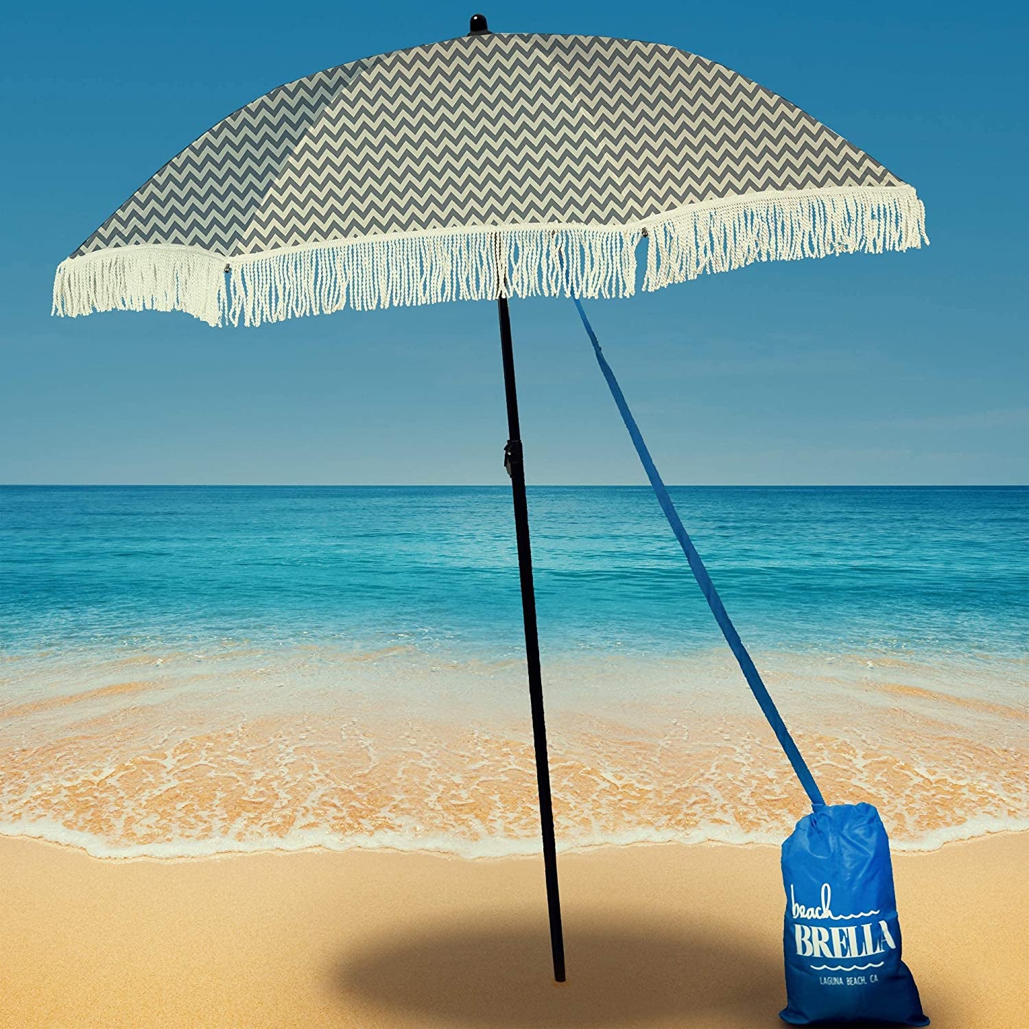 Professional Product Title: "Windproof Portable Sport Umbrella with Sand Anchor Bag - 100% UV Protection - Bahama(Regatta)"