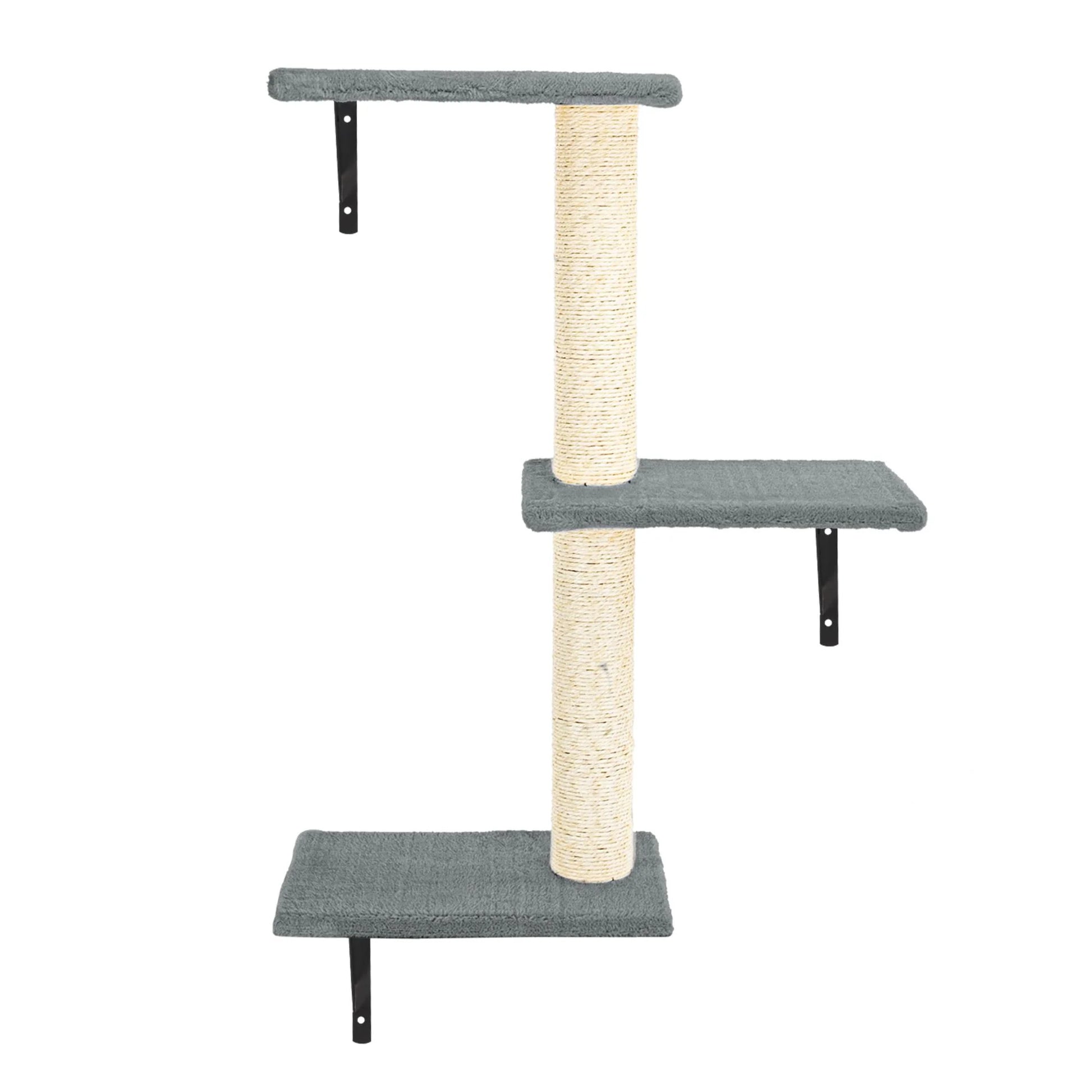 Pefilos Cat Wall Shelves and Perches Set of 6 with Cat Perch, Indoor Cat Condo for Sleeping Playing Lounging Climbing Cat Tree House, Gray