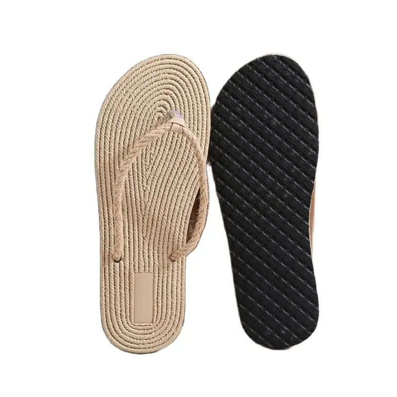 Fashion Summer Flip Flops Straw Sandalswomen Hotel Slippers Ladies Shoes Indoor Outdoor Flip-Flops Beach Flat Slides