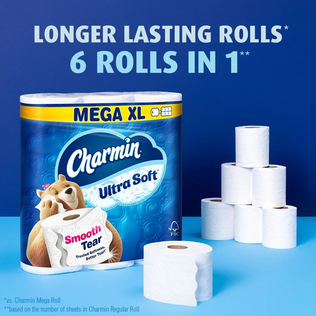 Charmin Ultra Soft Toilet Paper 18 Mega XL Rolls, 336 Sheets per Roll