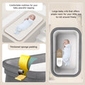 Sejoy 2 in 1 Bedside Bassinet for Baby, Bassinet Bedside Sleeper with Grocery Basket & Mosquito Net, Quick-Fold Travel Bassinet Crib for Newborn Girl Boy Infant with Wheel,Grey