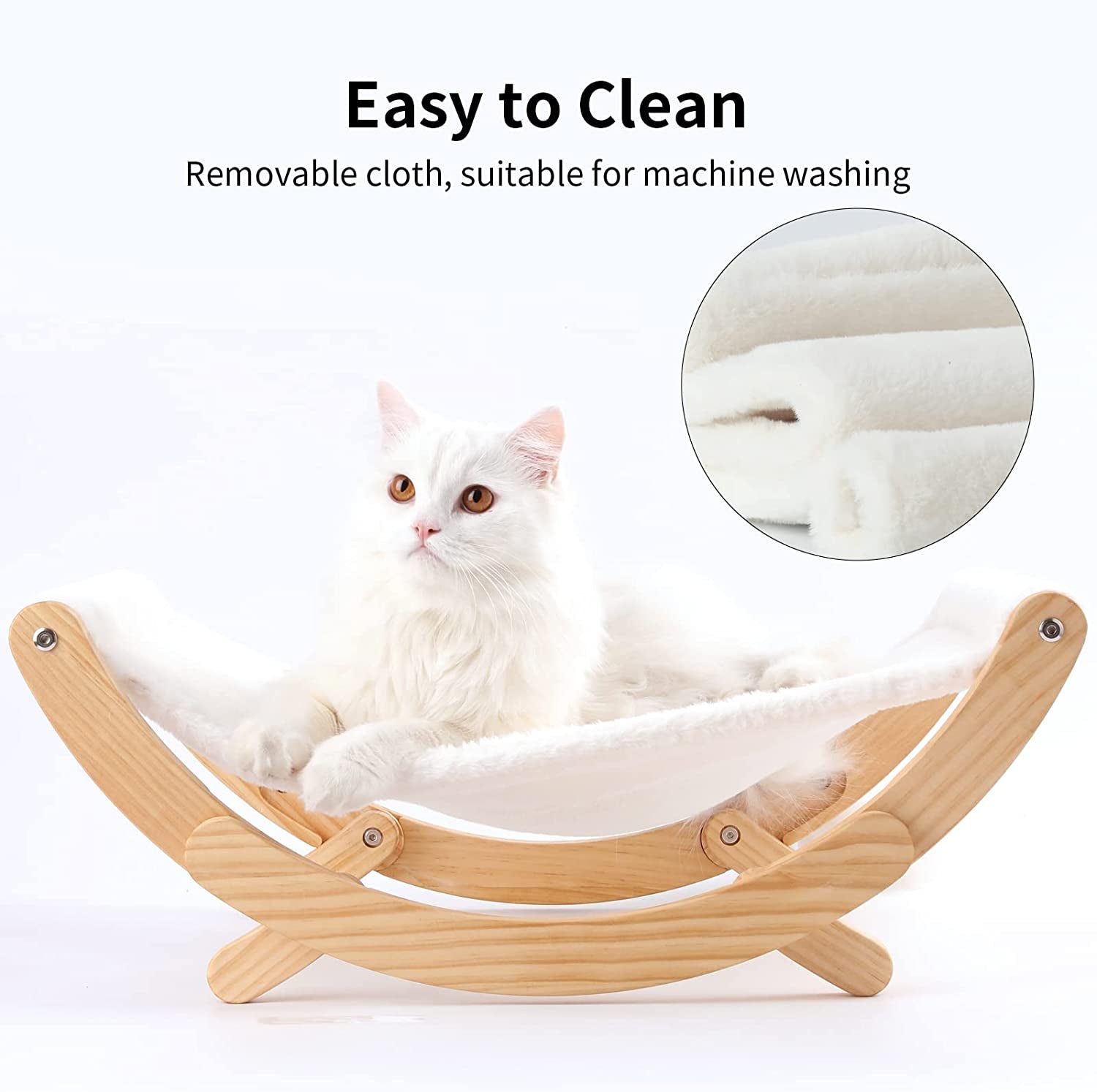 Elevated Cat Hammock Swing Chair for Indoor Cats - White