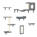 Pefilos Cat Wall Shelves and Perches Set of 6 with Cat Perch, Indoor Cat Condo for Sleeping Playing Lounging Climbing Cat Tree House, Gray