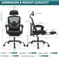 Sweetfurniture Ergonomic Office Chair Reclining Office Chair with Foot Rest, High Back Computer Desk Chair Mesh Swivel Rolling Task Chair with Lumbar Support Pillow, Adjustable Headrest, Padded Armrests