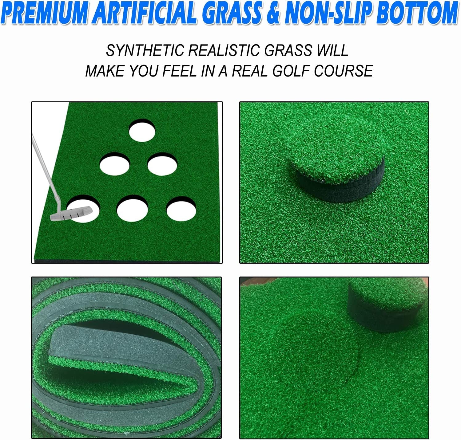 Professional Golf Putting Mat Set with Putter, Balls, and Accessories - 9.84ft x 1.64ft