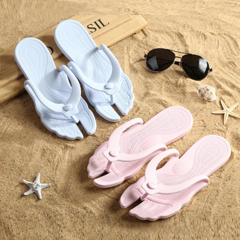 Women'S Solid Color Slippers Home Flip-Flops Beach Flat Summer Folding Travel Portable Slippers Lightweight Beach Flip Flops