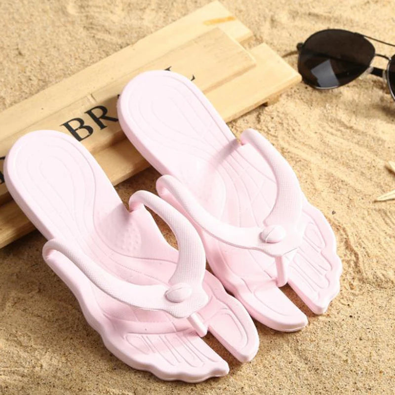 Women'S Solid Color Slippers Home Flip-Flops Beach Flat Summer Folding Travel Portable Slippers Lightweight Beach Flip Flops