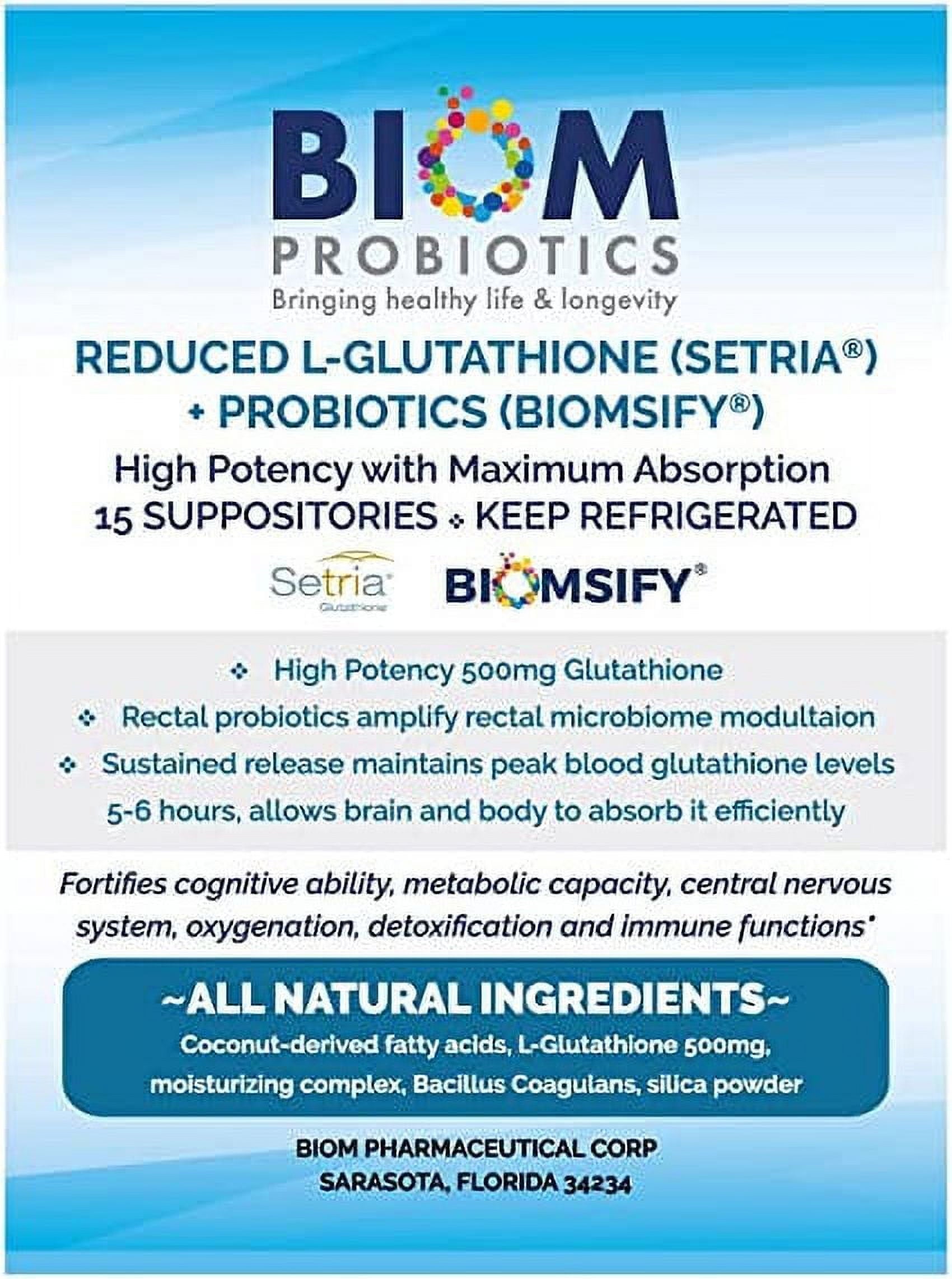 L-Glutathione High Potency Probiotic Suppositories, 500Mg