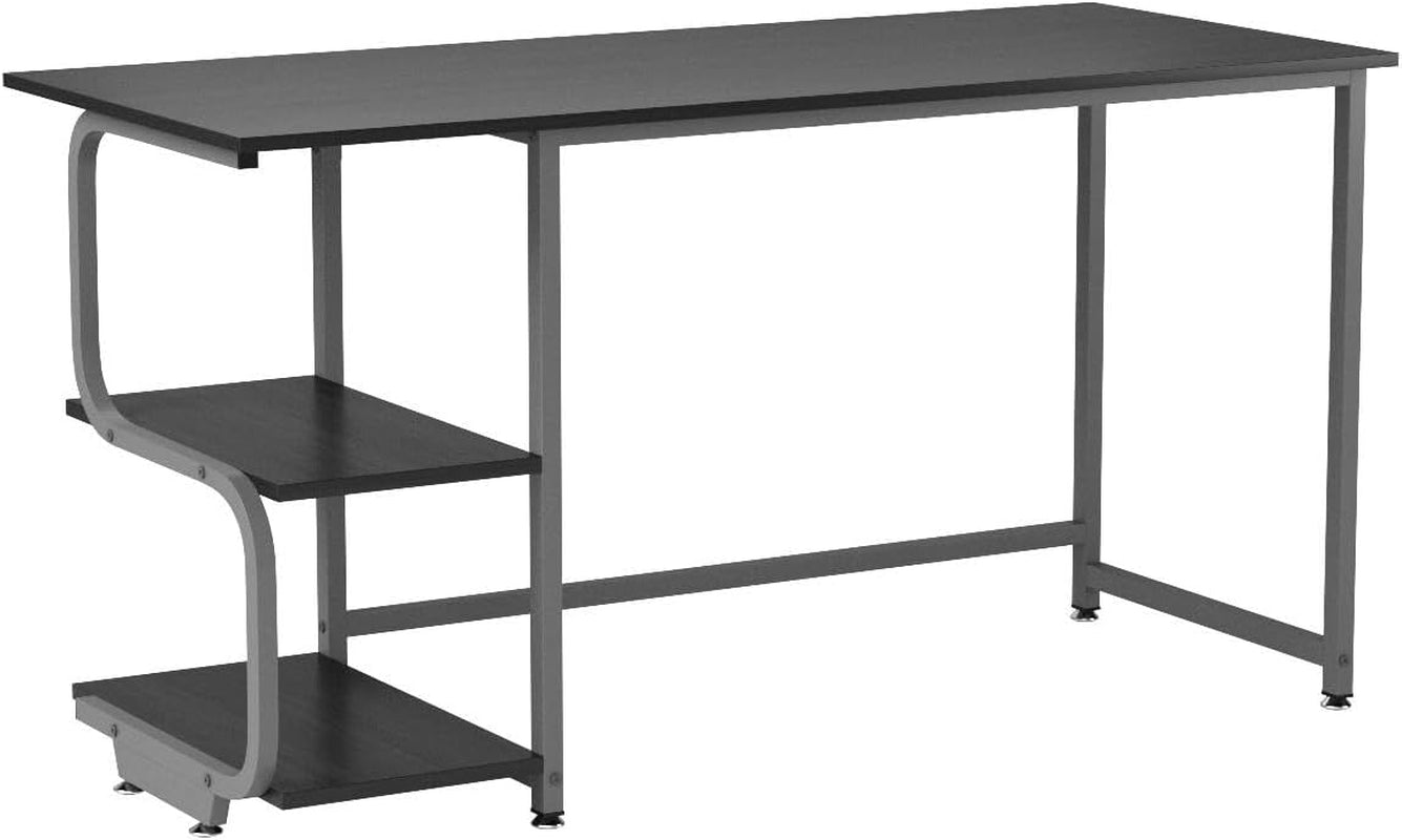 Reversible Computer Desk with Shelves for Small Spaces - 55 Inch Gaming Desk for Home Office