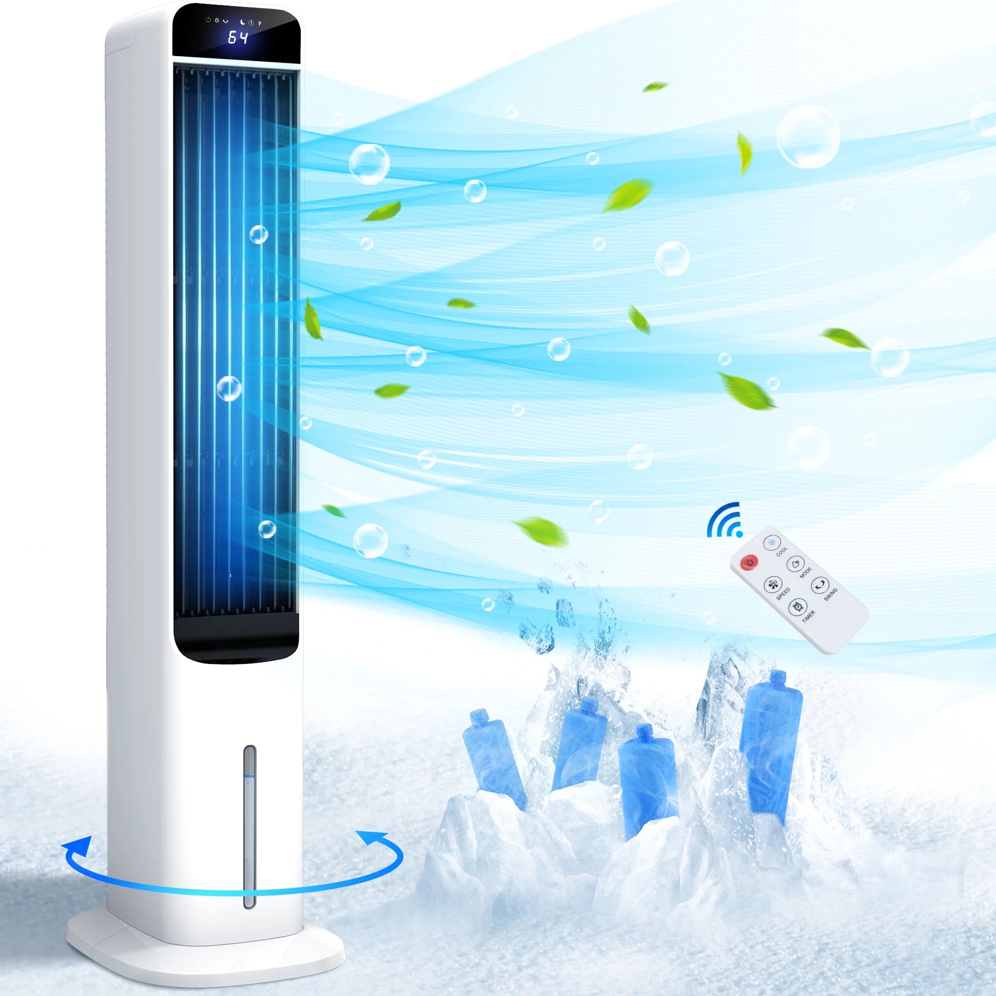 Evaporative Air Cooler Tower Fan Portable Air Conditioners Indoor 3-In-1 Humidifier 41.5"