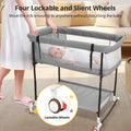 Baby Bassinet, 4 in 1 Adjustable Infant Bedside Crib Beds with Changing Table, Storage Basket, Wheel, Mosquito Net, for 0-24 Months, Gray