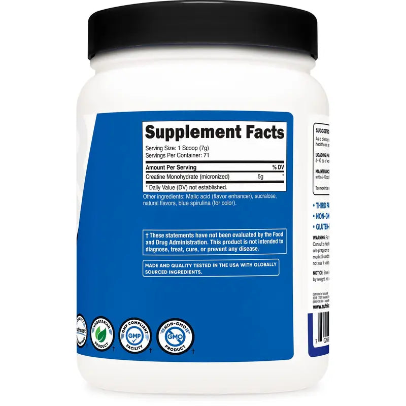 Nutricost Creatine Monohydrate Nutritional Supplement Powder (Blue Raspberry), 17.9 Oz