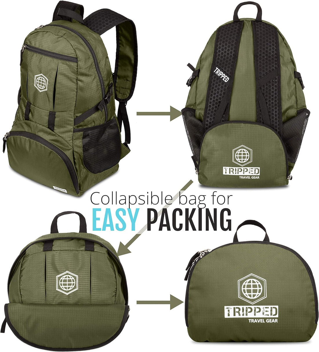 Travel Backpack- Packable Lightweight Daypack for Hiking, Gym, and Airplane