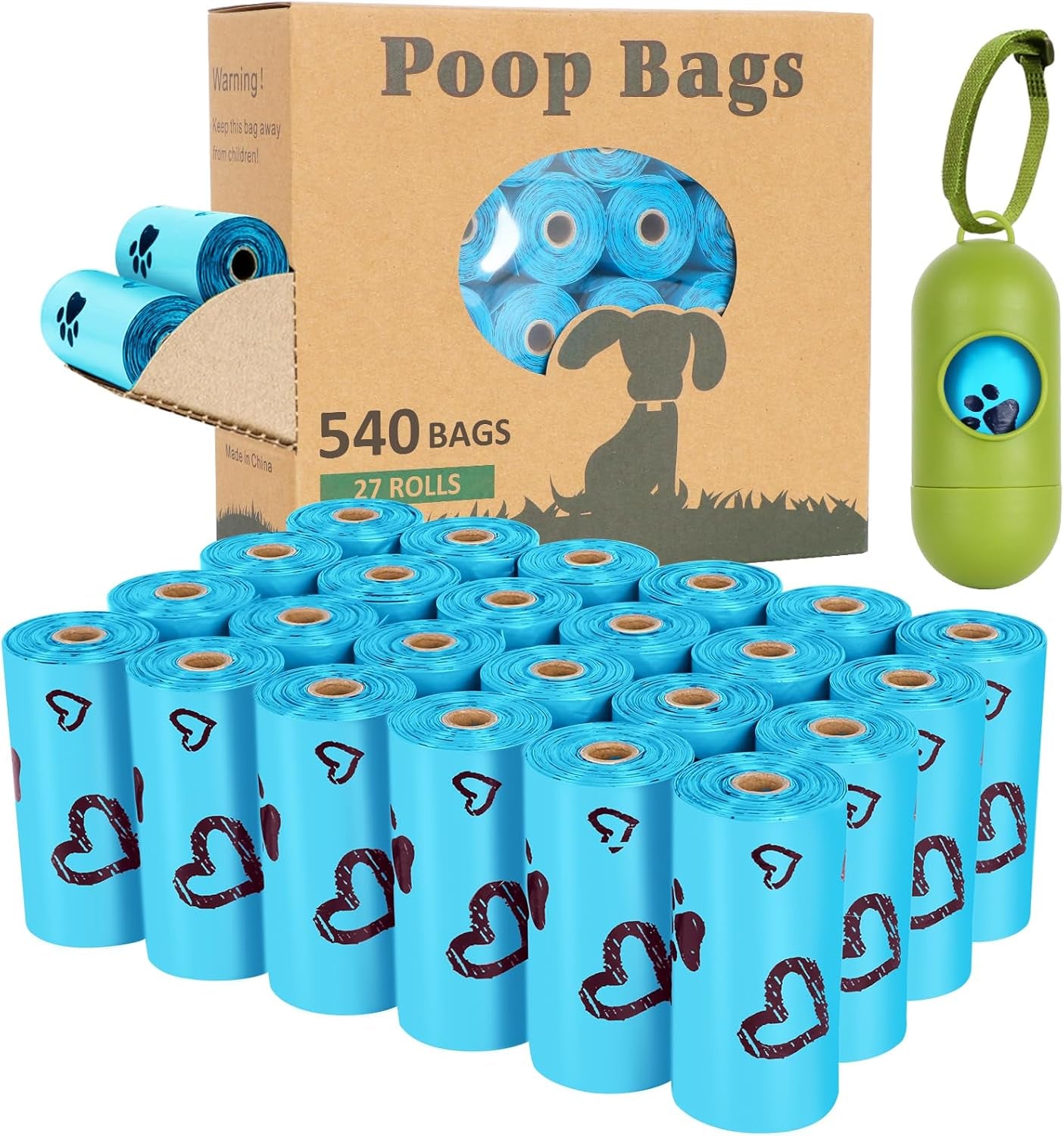 Professional title: "720 Biodegradable Dog Poop Bags with Dispenser - Extra Thick, Strong, Leak Proof, Scented (4 Mixed Colors)"