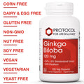 Protocol Ginkgo Biloba with Eleuthero Herbal Supplements - Circulation, Brain Support - 100 Veg Caps