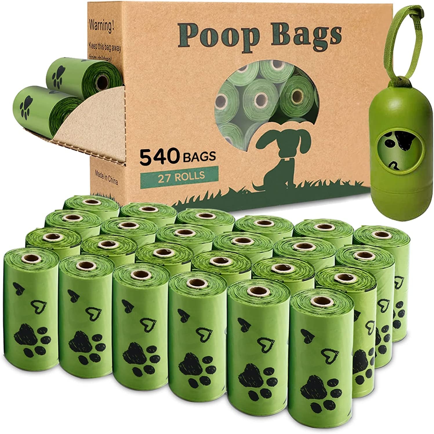 Professional title: "720 Biodegradable Dog Poop Bags with Dispenser - Extra Thick, Strong, Leak Proof, Scented (4 Mixed Colors)"