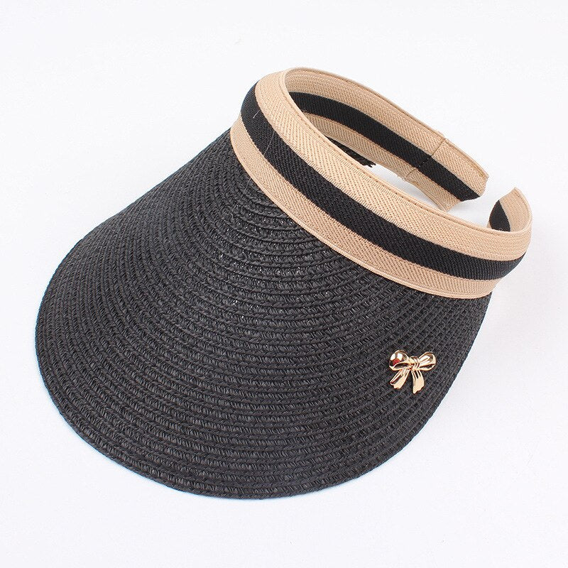 2019 New Woman'S Sun Hats Hand Made DIY Straw Bowknot Visor Caps Parent-Child Summer Cap Casual Shade Hat Empty Top Hat Beach