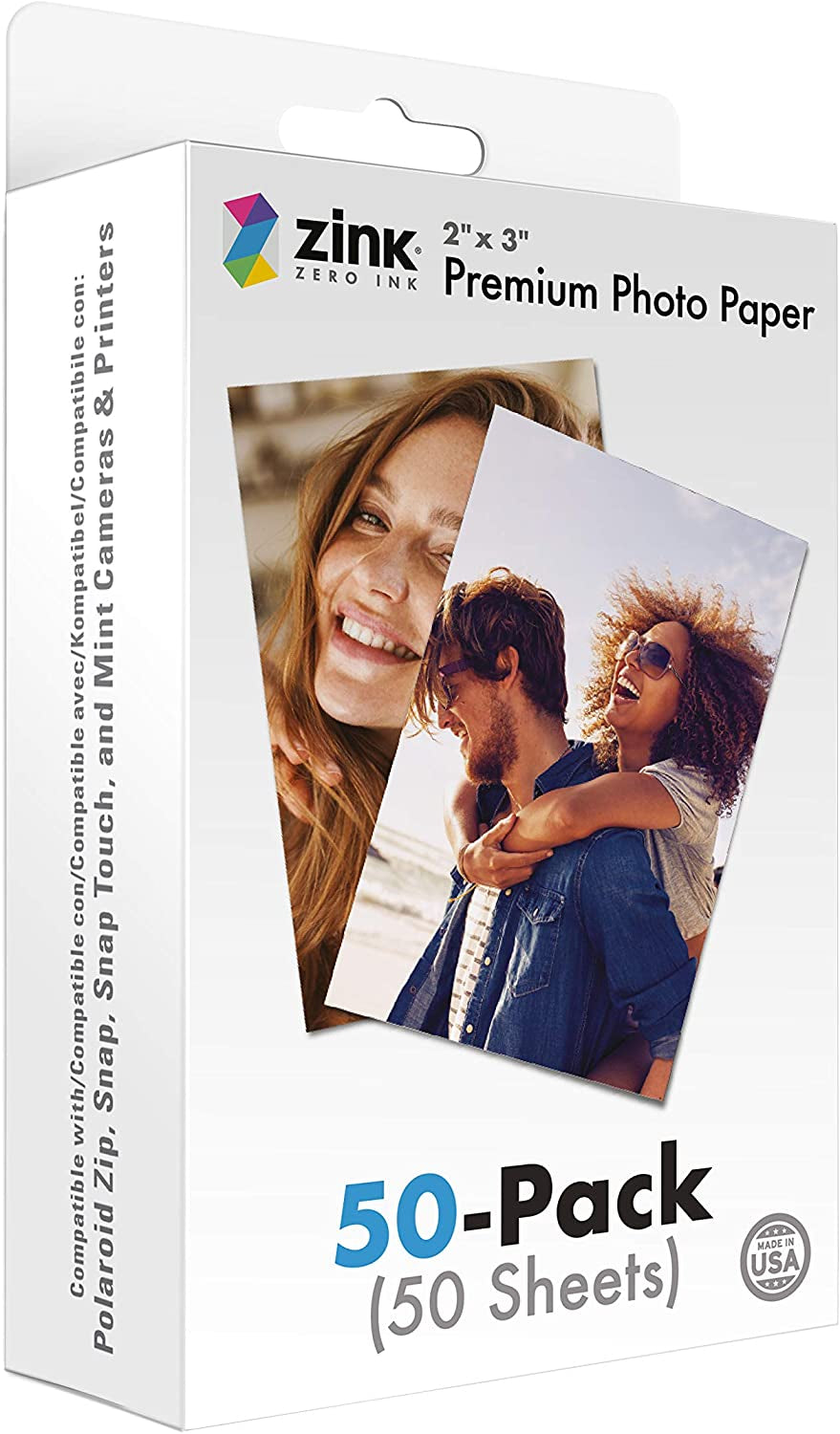 Zink 2"X3" Premium Instant Photo Paper (50 Pack) Compatible with Polaroid Snap, Snap Touch, Zip and Mint Cameras and Printers, 50 Count (Pack of 1)