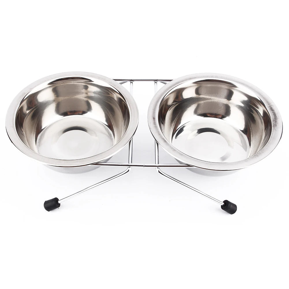 Double Stainless Steel Pet Bowl Set Pet Bowls Pet Feeding Bowl Set Pet Double Bowls