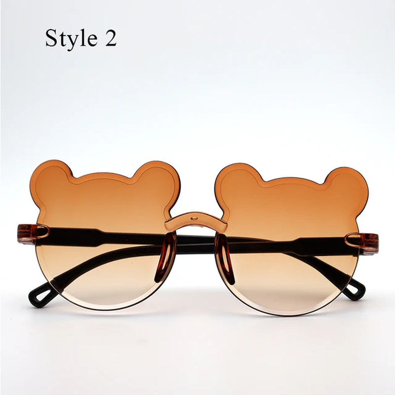 Trendy Girls Cartoon Eyeglasses Shades Driver Anti-Glare Boys Fashion Outdoor Children Glasses Kids Sun Sunglasses Bear Shape