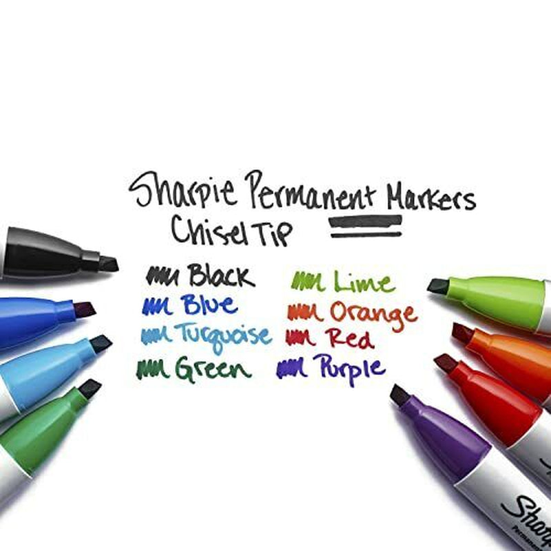 Sharpie 38264PP Permanent Markers Chisel Tip Black 4 Count