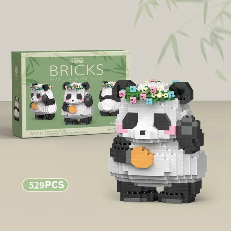 Creative DIY Assemable Animal Cute MINI Chinese Style Animal Panda Building Block Educational Boy Toys for Children Model Bricks