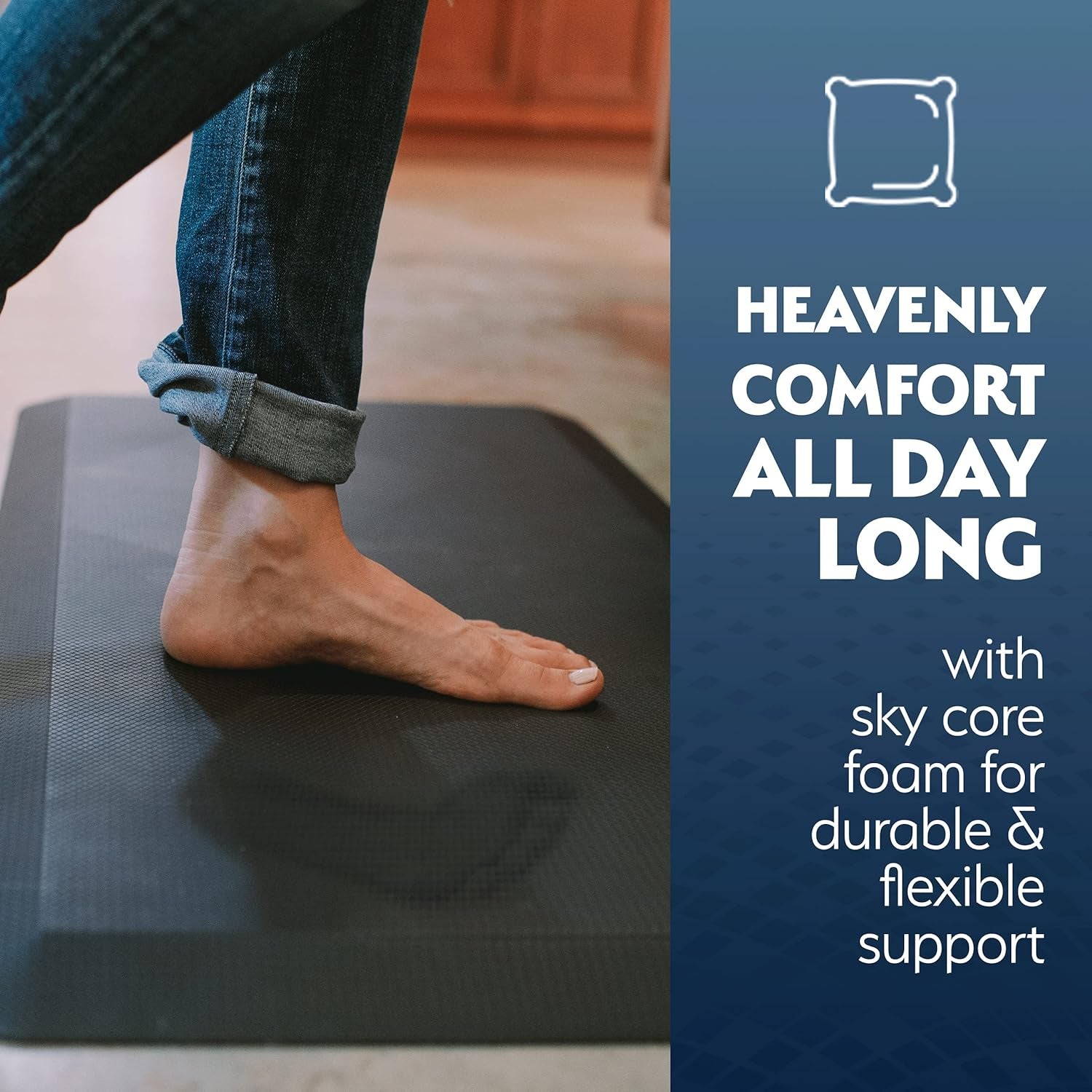 Sky Solutions Oasis Anti Fatigue Mat - Cushioned Comfort Floor Mat for Kitchen, Office, and Garage - Non-Slip Foam Cushion for Standing Desk - Navy, 20" x 32"