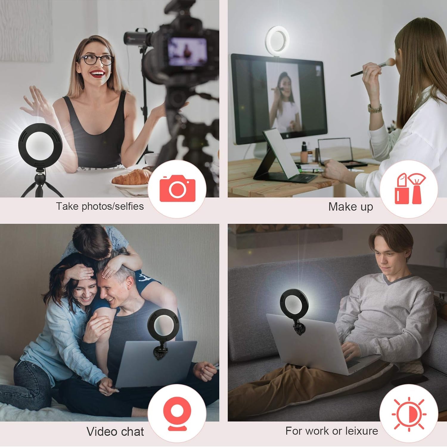 Professional title: "Hagibis Video Conference Lighting Kit - Dimmable 6500K LED Ring Light for Remote Working and Live Streaming"