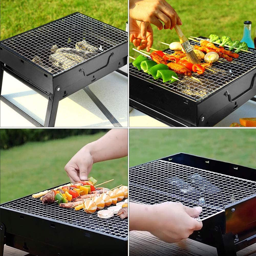 Portable Folding BBQ Grill for Outdoor Cooking - Compact Charcoal Barbecue Grill for Camping, Hiking, Picnics, and Travel