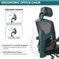 Sweetfurniture Ergonomic Office Chair Reclining Office Chair with Foot Rest, High Back Computer Desk Chair Mesh Swivel Rolling Task Chair with Lumbar Support Pillow, Adjustable Headrest, Padded Armrests