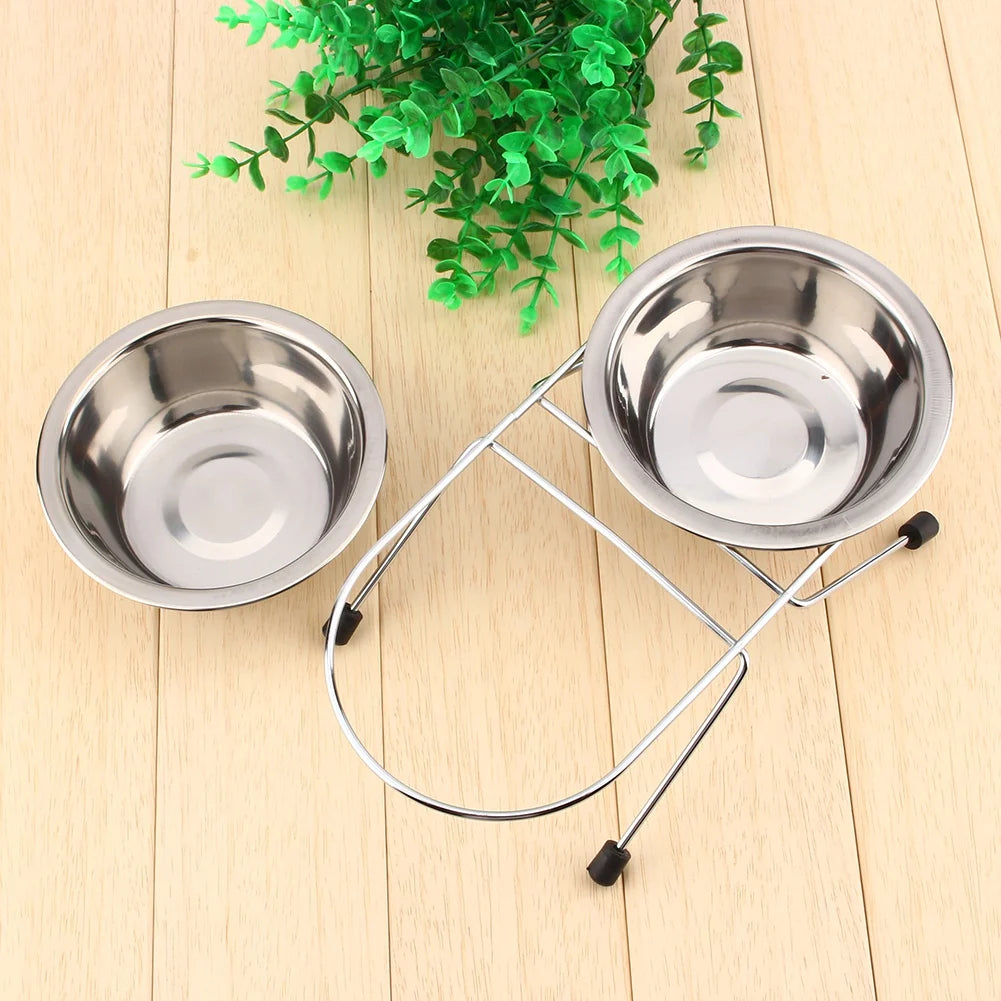 Double Stainless Steel Pet Bowl Set Pet Bowls Pet Feeding Bowl Set Pet Double Bowls