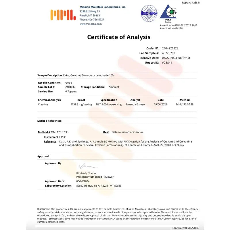 Ekko Creatine 3RD Party Tested