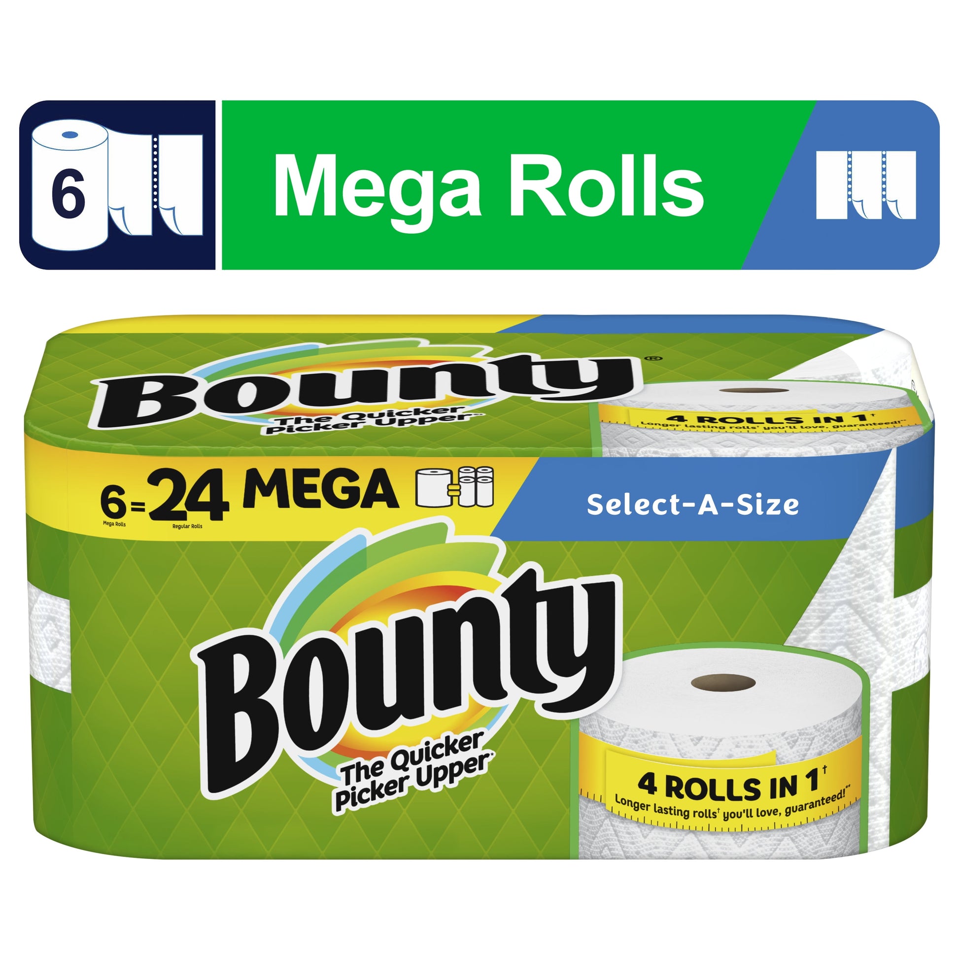 Bounty Select-A-Size Paper Towels, 6 Mega Rolls, White