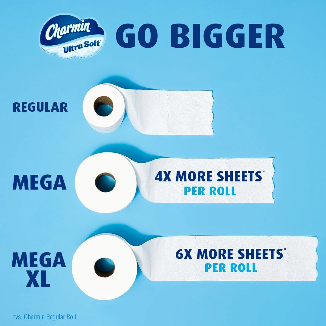 Charmin Ultra Soft Toilet Paper 18 Mega XL Rolls, 336 Sheets per Roll