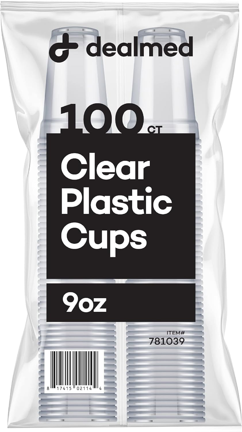 Professional Product Title: "Dealmed 3 oz. Disposable Plastic Cups - 100% Recyclable Cups for Medical Facilities, Schools, and Home Use (Pack of 100)"