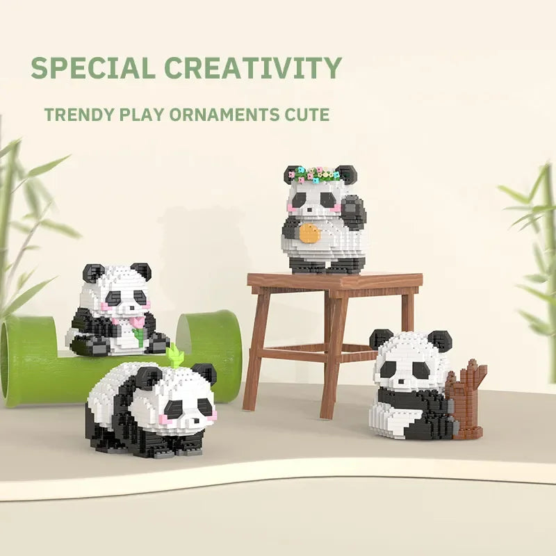 Creative DIY Assemable Animal Cute MINI Chinese Style Animal Panda Building Block Educational Boy Toys for Children Model Bricks