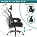 Sweetfurniture Ergonomic Office Chair Reclining Office Chair with Foot Rest, High Back Computer Desk Chair Mesh Swivel Rolling Task Chair with Lumbar Support Pillow, Adjustable Headrest, Padded Armrests