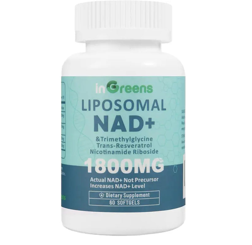 Ingreens NAD+ Supplement 1800 Mg with Nicotinamide Riboside 200Mg, Trans Resveratrol 200Mg, Trimethylglycine 200Mg，Boost NAD+, Cellular Energy and DNA Repair, 120 Softgels Non-Pharmaceutical Fitness Healthcare