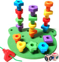 Peg Board Stacking Toddler Toys - Lacing Fine Motor Skills Montessori Toys for 3 4 5 Year Old Girls and Boys | Educational Matching Shapes Kids Toys with Pegs, Activity Ebook & Travel Backpack