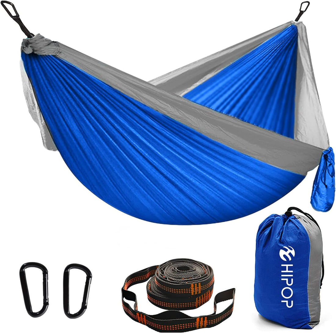 Camping Hammock, Portable Hammock Suitable for Double and Single Person Outdoor Garden Indoor Parachute Light Nylon Belt Hammock Tree Belt Set Travel and Camping Accessories