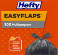 Hefty Easy Flaps Multipurpose Large Trash Bags, 30 Gallon, 40 Count