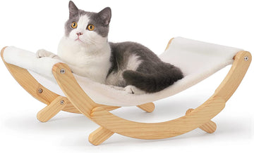 Elevated Cat Hammock Swing Chair for Indoor Cats - White