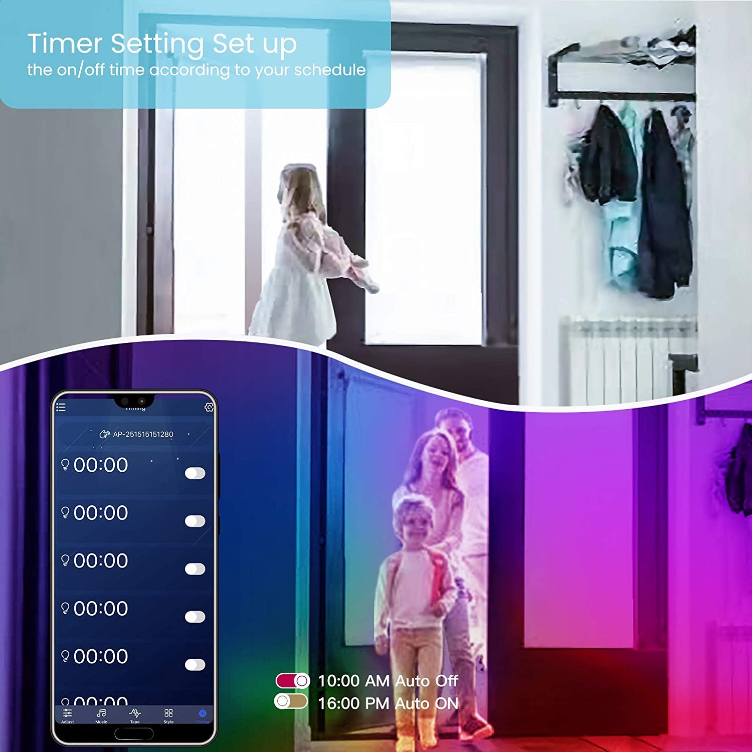 Professional title: "50 FT Bluetooth LED Strip Lights for Bedroom with Color Changing, Music Sync, Phone Controller, IR Remote"