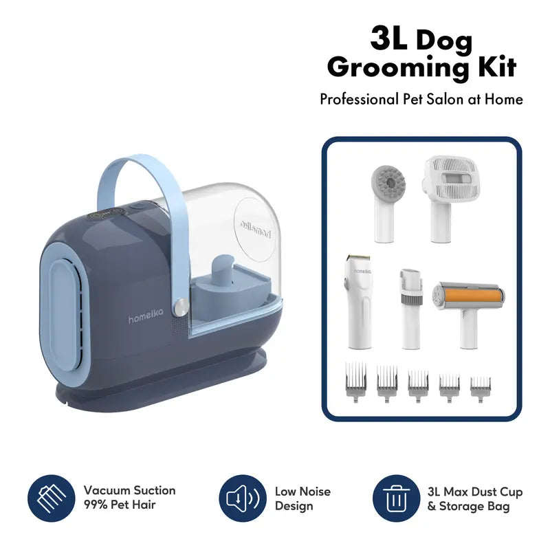 Homeika Dog Grooming Kit, 3L Vacuum with 99% Suction Power, Silent Pet Vacuum Groomer, Dog and Cat Brush